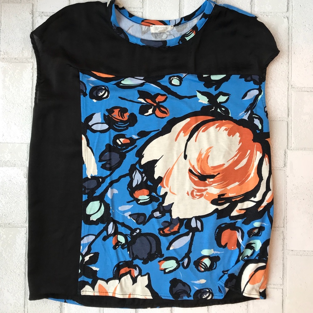 Floral print half wrap tee